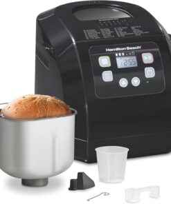Hamilton Beach Automatic Bread Maker Machine, Digital, Programmable, 12 Settings + Gluten Free, PFAS-Free Nonstick Pan + Kneading Paddle, 2 lb Capacity, Black