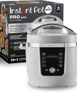 Instant Pot PRO Max Wi-Fi Smart 10-in-1 Pressure Cooker, Steamer, Saute, Warmer, Rice Cooker, Yogurt Maker, Sous Vide, Baker, NutriBoost - Includes App with 2000+ Recipes - 6 Quart