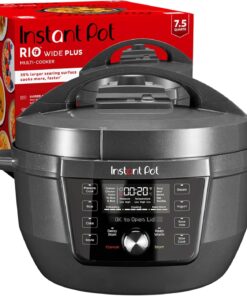 Instant Pot RIO Wide Plus, 9-in-1 Electric Pressure Cooker, 35% Larger Cooking Surface, WhisperQuiet Steam Release, Multi-Cooker, Slow Cook, Rice Maker, Steamer, Sauté, Cake, & Warmer, 7.5 Quarts