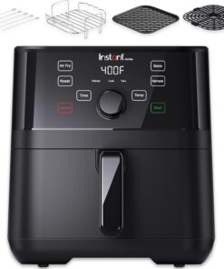 Instant Pot Vortex 5.7QT Air Fryer With Accessories, Custom Smart Cooking Programs, 4-in-1 Functions that Crisps, Roasts, Bakes and Reheats, 100+ In-App Recipes, from the Makers of Instant Pot, Black