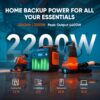 Jackery Explorer 2000 v2 Portable Power Station with Car Charging Cable, 2042Wh LiFePO4 Battery, 2200W Solar Generator