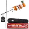 KANKA Rotisserie Grill Kit – Heavy Duty Portable Spit Roaster with Electric Motor – Works with Fire Pits, Campfires, Charcoal & Gas Grills – 22LB Capacity, Stainless Steel - Includes Carrying Bag