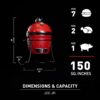 Kamado Joe Joe Jr 13.5-inch Portable Ceramic Charcoal Grill with Grill Stand, Stainless Steel Cooking Grate, Heat Deflectors and Ash Tool in Red, Model KJ13RH Kamado Joe Joe Jr 13.5-inch Portable Ceramic Charcoal Grill with Grill Stand, Stainless Steel Cooking Grate, Heat Deflectors and Ash Tool in Red, Model KJ13RH