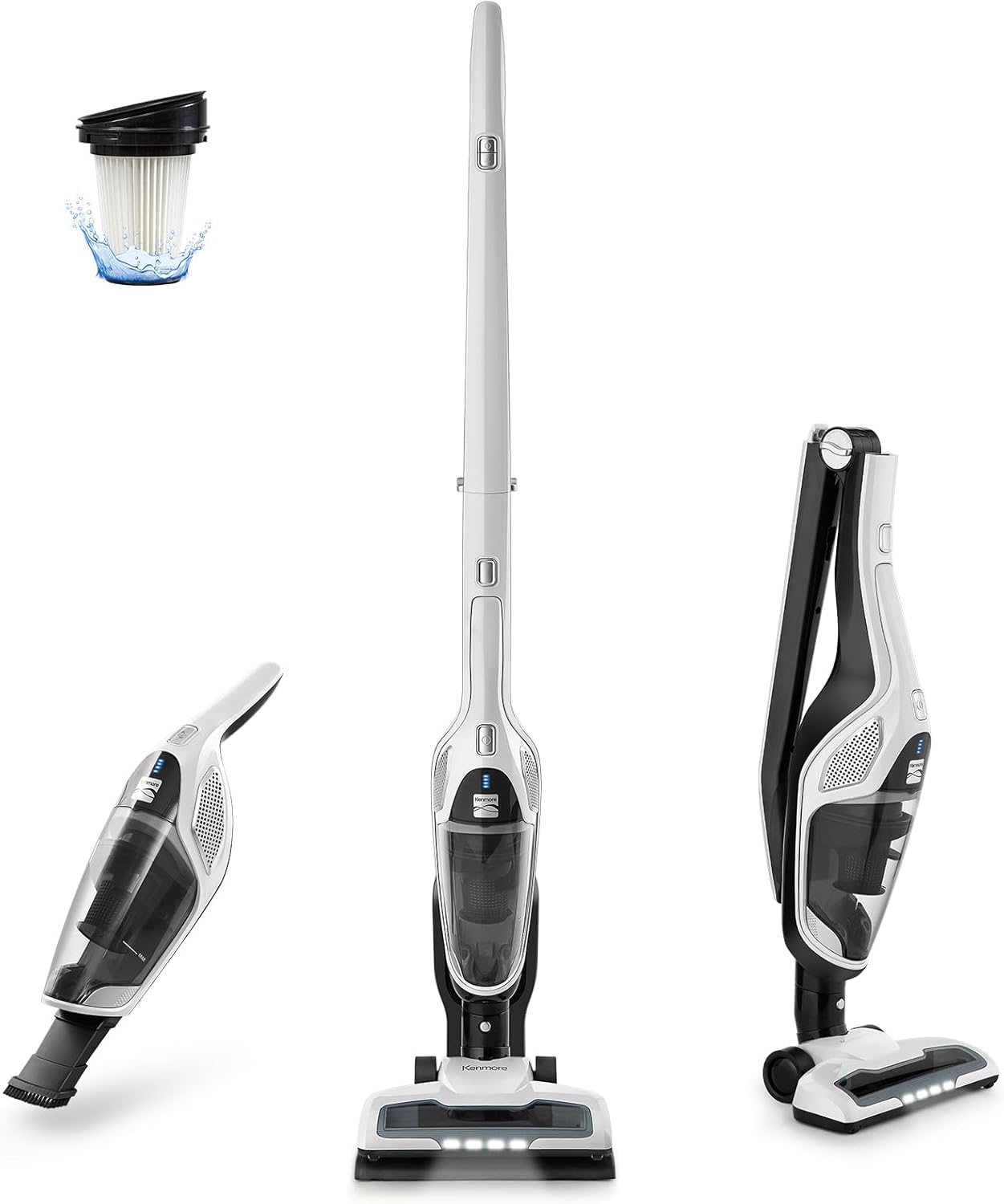Kenmore 200 Series DS2000 Cordless Stick Vacuum Lightweight Cleaner 2-Speed Power Suction LED Headlight 2-in-1 Handheld for Hardwood Floor, Low Pile Carpet & Pet Hair Kenmore 200 Series DS2000 Cordless Stick Vacuum Lightweight Cleaner 2-Speed Power Suction LED Headlight 2-in-1 Handheld for Hardwood Floor, Low Pile Carpet & Pet Hair