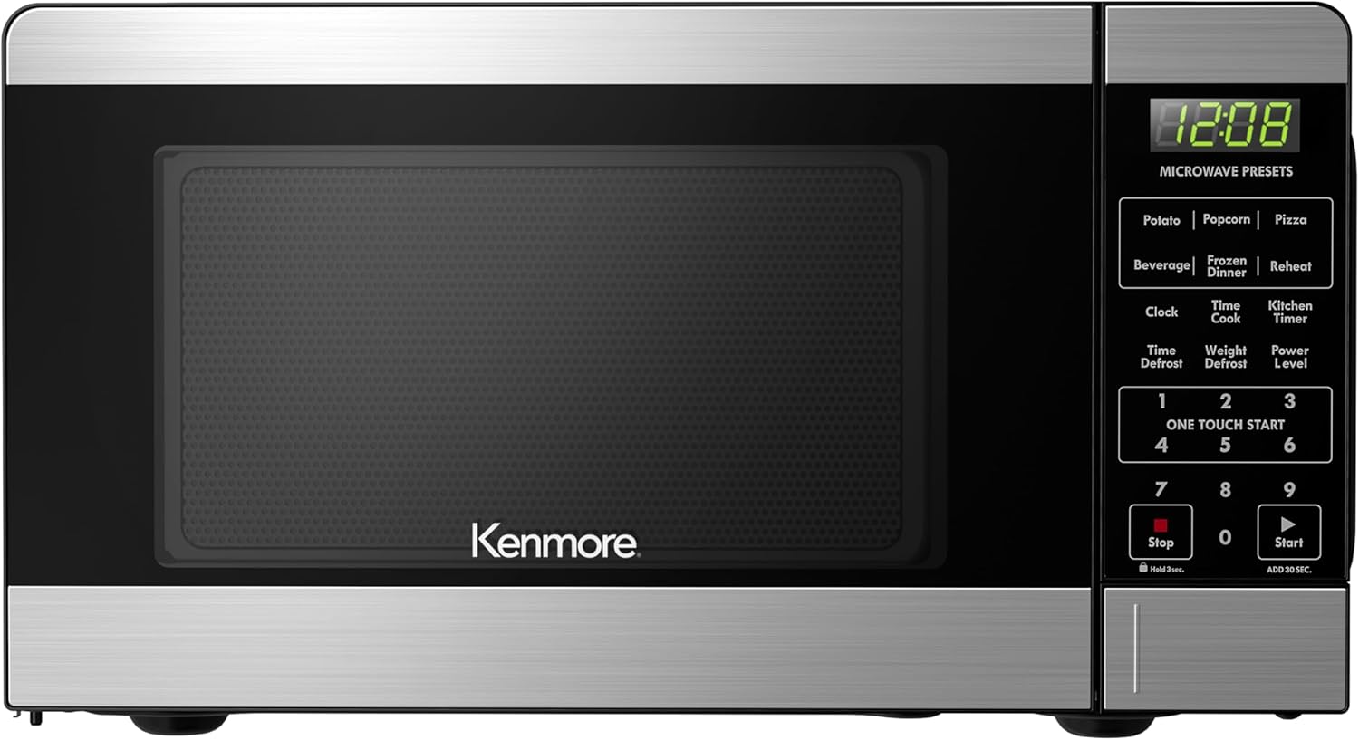 Kenmore Countertop Microwave, 6 Auto-Preset Menus, Child Lock, Defrost & Express Cooking Features, 900 Watt, .9 Cu Ft, Stainless Steel Kenmore Countertop Microwave, 6 Auto-Preset Menus, Child Lock, Defrost & Express Cooking Features, 900 Watt, .9 Cu Ft, Stainless Steel