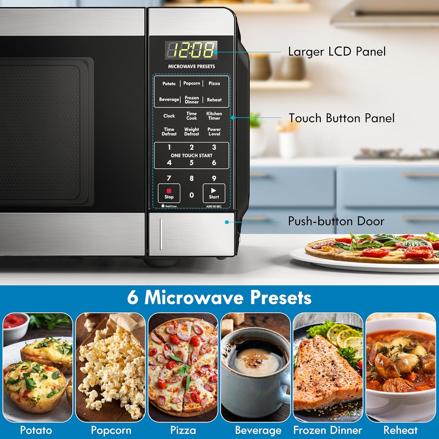 Kenmore Countertop Microwave, 6 Auto-Preset Menus, Child Lock, Defrost & Express Cooking Features, 900 Watt, .9 Cu Ft, Stainless Steel3 Kenmore Countertop Microwave, 6 Auto-Preset Menus, Child Lock, Defrost & Express Cooking Features, 900 Watt, .9 Cu Ft, Stainless Steel