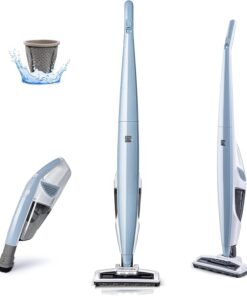 Kenmore DS1020 16V Cordless Stick Vacuum Lightweight 2-in-1 Handheld, LED Headlight with 2-Speed Power Control for Hardwood Floor, Carpet & Pet Hair, 16 Volts, Gray-Blue