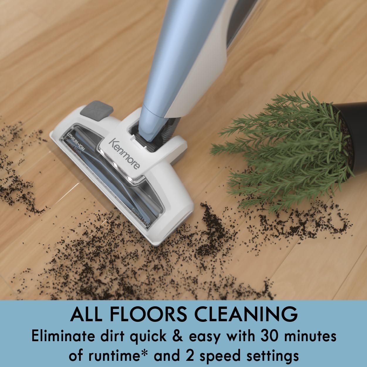 Kenmore DS1020 16V Cordless Stick Vacuum Lightweight 2-in-1 Handheld, LED Headlight with 2-Speed Power Control for Hardwood Floor, Carpet & Pet Hair, 16 Volts, Gray-Blue2 Kenmore DS1020 16V Cordless Stick Vacuum Lightweight 2-in-1 Handheld, LED Headlight with 2-Speed Power Control for Hardwood Floor, Carpet & Pet Hair, 16 Volts, Gray-Blue