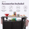 Keter Outdoor Rolling Table Cart for Food Prep, Storage, Bar & Grill, Dark Brown - Portable Kitchen Island Tabletop with Wheels for Drinks, Snacks, and Cooking