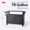 Keter Outdoor Rolling Table Cart for Food Prep, Storage, Bar & Grill, Dark Brown - Portable Kitchen Island Tabletop with Wheels for Drinks, Snacks, and Cooking