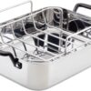 KitchenAid 5-Ply Clad Stainless Steel Roasting Pan Roaster with Removable Rack, 15 Inch x 11.5 Inch - Polished Stainless Steel