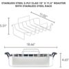 KitchenAid 5-Ply Clad Stainless Steel Roasting Pan Roaster with Removable Rack, 15 Inch x 11.5 Inch - Polished Stainless Steel