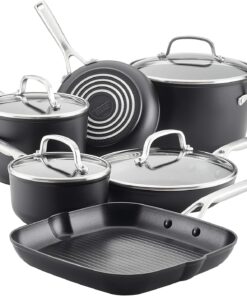 KitchenAid Hard Anodized Induction Nonstick Cookware Pots and Pans Set, 10 Piece, Matte Black