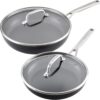 KitchenAid Hard Anodized Induction Nonstick Frying Pan Set With Tempered Lids, 4-Piece - 10 & 12 Inch – Durable, Even Heating, Oven Safe to 500°F, Dishwasher Safe, Easy-Clean KitchenAid Hard Anodized Induction Nonstick Frying Pan Set With Tempered Lids, 4-Piece - 10 & 12 Inch – Durable, Even Heating, Oven Safe to 500°F, Dishwasher Safe, Easy-Clean