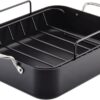 KitchenAid Hard Anodized Roasting Pan/Roaster with Removable Rack, 13 Inch x 15.75 Inch - Matte Black