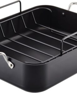 KitchenAid Hard Anodized Roasting Pan/Roaster with Removable Rack, 13 Inch x 15.75 Inch - Matte Black