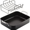 KitchenAid Hard Anodized Roasting Pan/Roaster with Removable Rack, 13 Inch x 15.75 Inch - Matte Black KitchenAid Hard Anodized Roasting Pan/Roaster with Removable Rack, 13 Inch x 15.75 Inch - Matte Black
