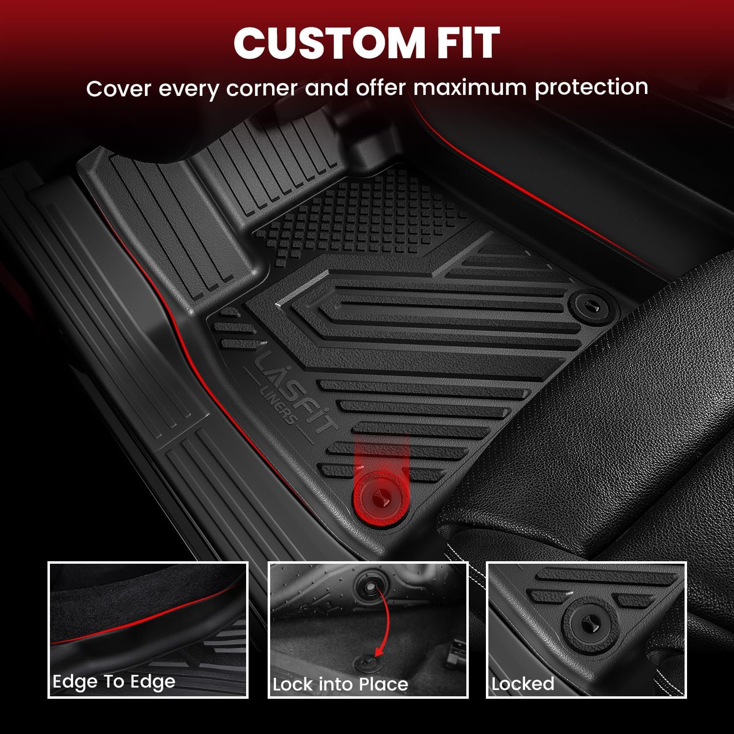 LASFIT Floor Mats and Cargo Liner for Ford Escape Hybrid 2020-2025 2026(NOT for Gasoline Models) All Weather Protector TPE Custom Fit Car Floor Liners, 1st & 2nd Row & Trunk Set, 4PCS Black3 LASFIT Floor Mats and Cargo Liner for Ford Escape Hybrid 2020-2025 2026(NOT for Gasoline Models) All Weather Protector TPE Custom Fit Car Floor Liners, 1st & 2nd Row & Trunk Set, 4PCS Black
