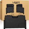 LASFIT Floor Mats for Ford F-150 2011-2014 SuperCrew Carpet Floor Front Row w/Flow-Through Console All Weather Protector TPE Truck Liners, 1st & 2nd Row, 3pcs Black