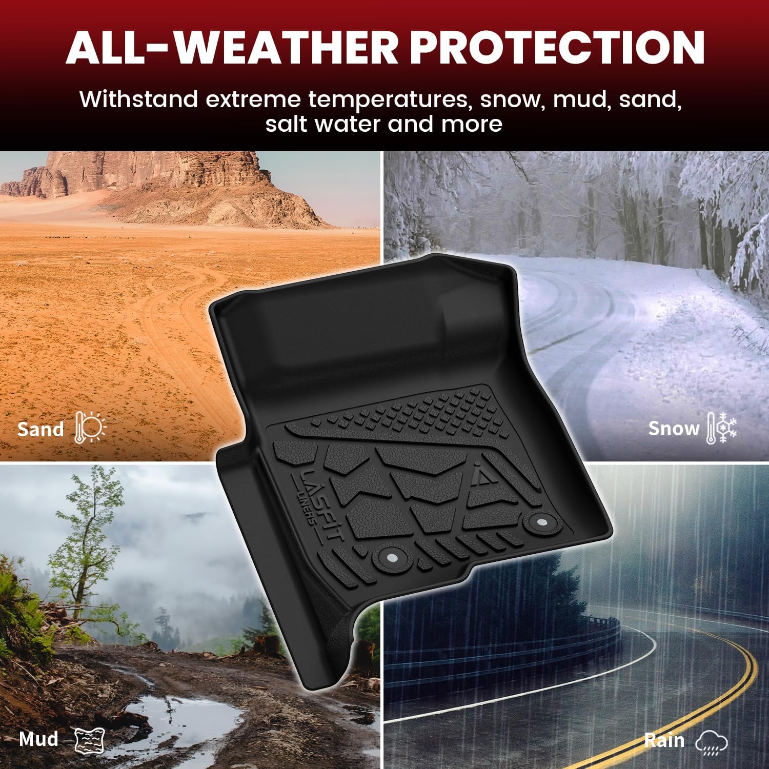 LASFIT Floor Mats for Ford F-150 2011-2014 SuperCrew Carpet Floor Front Row w Flow-Through Console All Weather Protector TPE Truck Liners, 1st & 2nd Row, 3pcs Black9 LASFIT Floor Mats for Ford F-150 2011-2014 SuperCrew Carpet Floor Front Row w/Flow-Through Console All Weather Protector TPE Truck Liners, 1st & 2nd Row, 3pcs Black