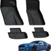 LASFIT Floor Mats for Ford Mustang 2015-2025 2026 All Weather Protector TPE Car Floor Liners, 1st & 2nd Row, 4pcs Black