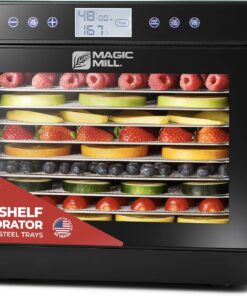 Magic Mill Premium Food Dehydrator Machine (10 Extra-Large Stainless Steel Trays) 700W Dryer for Beef Jerky, Fruits, Vegetables, Dog Treats, 48 Hour Digital Timer - 95°-167° Temperature Control