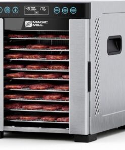 Magic Mill Pro Food Dehydrator Machine | 10 Stainless Steel Trays | Dryer for Jerky, Dog Treats, Herb, Meat, Beef, Fruit | Keep Warm Function, Digital Timer and Temperature Control, ETL Approved