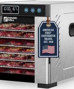 Magic Mill Pro Food Dehydrator Machine | 7 Stainless Steel Trays | Dryer for Jerky, Dog Treats, Herb, Meat, Beef, Fruit | Keep Warm Function, Digital Timer and Temperature Control, ETL Approved