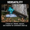 Makita XBU07SM1 143 MPH 148 CFM 18V LXT Brushless Blower/Vacuum Mulcher Kit, 4.0Ah