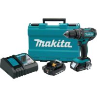 Makita XPH10R 18V Lithium-Ion 1/2 in. Compact Cordless Hammer Driver Drill Kit with two Batteries (2.0 Ah), Charger and Hard Case