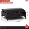 Megamaster 2-Burner Portable Gas Griddle with Built-In Lid, 18,000 BTUs, 282 SQ In Cooking Space, Small Tabletop Propane Griddle for Outdoor Cooking, Camping, BBQs, and Parties - 820-0054D
