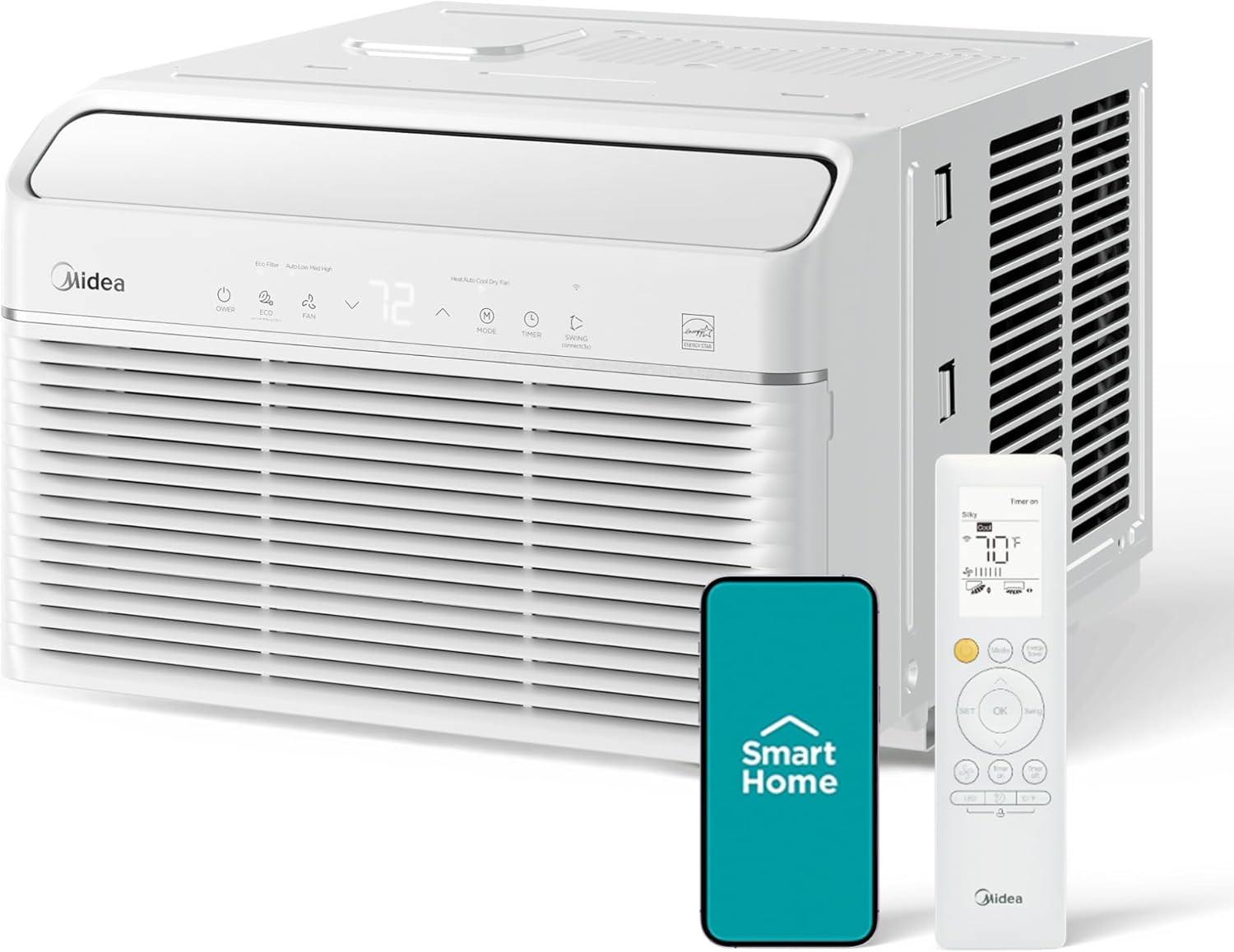 Midea 8,000 BTU Smart Inverter Air Conditioner Window Unit with Heat and Dehumidifier – Cools up to 350 Sq. Ft., Energy Star Rated, Quiet Operation, Electronic Controls, Remote Control, White Midea 8,000 BTU Smart Inverter Air Conditioner Window Unit with Heat and Dehumidifier – Cools up to 350 Sq. Ft., Energy Star Rated, Quiet Operation, Electronic Controls, Remote Control, White