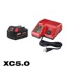 Milwaukee 0884-20-48-59-1850 M18 18V Lithium-Ion Cordless Compact Blower with (1) 5.0Ah Battery and Charger
