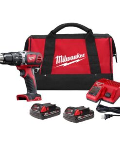 Milwaukee 2607-22CT M18 Lithium-Ion Cordless 1/2 in. Hammer Drill Driver Kit with(2) 1.5Ah Batteries, Charger and Hard Case