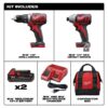 Milwaukee 2691-22 M18 18V Lithium-Ion Cordless Drill Driver/Impact Driver Combo Kit (2-Tool) W/ Two 1.5Ah Batteries, Charger Tool Bag