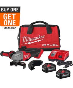 Milwaukee 2880-22 M18 FUEL 18V Lithium-Ion Brushless Cordless 4-1/2 in./5 in. Grinder, Paddle Switch Kit with Two 6.0 Ah Batteries
