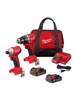 Milwaukee 3692-22CT M18 18V Lithium-Ion Brushless Cordless Compact Drill/Impact Combo Kit (2-Tool) w/(2) 2.0 Ah Batteries, Charger & Bag