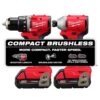 Milwaukee 3692-22CT M18 18V Lithium-Ion Brushless Cordless Compact Drill/Impact Combo Kit (2-Tool) w/(2) 2.0 Ah Batteries, Charger & Bag