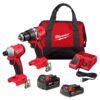 Milwaukee 3693-22CX M18 18-Volt Lithium-Ion Brushless Cordless Compact Hammer Drill/Impact Combo Kit (2-Tool) with (2) Batteries, Bag