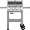 Monument Grills 4-Burner Liquid Propane Gas Grill, Silver Stainless Steel Grill Outdoor Patio Garden Barbecue Grill with Clearview® Lid and One Foldable Shelf, Mesa400MF