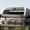 Monument Grills 4-Burner Liquid Propane Gas Grill, Silver Stainless Steel Grill Outdoor Patio Garden Barbecue Grill with Clearview® Lid and One Foldable Shelf, Mesa400MF