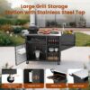 NUUK Grill Cart with Sink and Storage Cabinet Outdoor Kitchen Island Prep Table Cooking Station with Stainless Steel Top and Movable Universal Wheels for Outside BBQ Backyard Include Metal Hooks