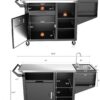 NUUK Grill Cart with Sink and Storage Cabinet Outdoor Kitchen Island Prep Table Cooking Station with Stainless Steel Top and Movable Universal Wheels for Outside BBQ Backyard Include Metal Hooks