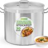 Nutrichef Stainless Steel Cookware Stockpot, 30 Quart Heavy Duty Induction Soup Pot With Stainless Steel Lid And Strong Riveted Handles, Even Heat Distribution, Compatible With Most Cooktops
