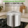 Nutrichef Stainless Steel Cookware Stockpot, 30 Quart Heavy Duty Induction Soup Pot With Stainless Steel Lid And Strong Riveted Handles, Even Heat Distribution, Compatible With Most Cooktops