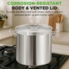 Nutrichef Stainless Steel Cookware Stockpot, 35 Quart Heavy Duty Induction Soup Pot With Stainless Steel Lid And Strong Riveted Handles, Even Heat Distribution, Compatible With Most Cooktops