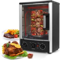 Nutrichef Vertical Countertop Oven with Rotisserie, Bake, Broil, & Kebab Rack Functions - Adjustable Settings - 2 Shelves - 1500W - Thanksgiving Turkey - Includes Grill, Kebab skewer racks & bake pan