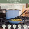 Nuwave Healthy Duralon Blue Ceramic Nonstick Cookware Set, Diamond Infused Scratch-Resistant, PFAS Free, Dishwasher & Oven Safe, Induction Ready & Evenly Heats, Tempered Glass Lids & Stay-Cool Handles, Cozy Blue