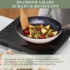 Nuwave Healthy Duralon Blue Ceramic Nonstick Cookware Set, Diamond Infused Scratch-Resistant, PFAS Free, Dishwasher & Oven Safe, Induction Ready & Evenly Heats, Tempered Glass Lids & Stay-Cool Handles, Vanilla Cream