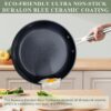 Nuwave Healthy Duralon Blue Ceramic Nonstick Cookware Set, Diamond Infused Scratch-Resistant, PFAS Free, Dishwasher & Oven Safe, Induction Ready & Evenly Heats, Tempered Glass Lids & Stay-Cool Handles, Metallic Mocha Brown